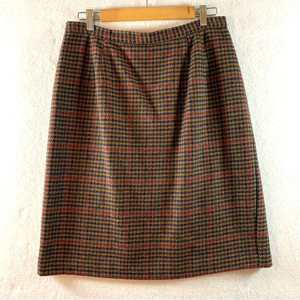 Vintage Houndstooth Wool A-Line Skirt